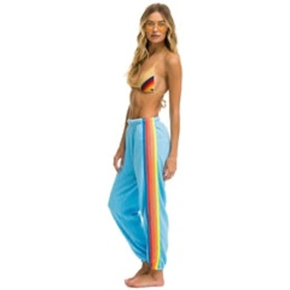 Aviator Nation‎ 5 Stripe Sweatpants Sky Neon Rainbow Jogger Lounge Beach Medium - Picture 2 of 14